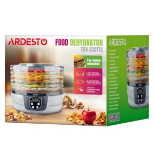 Dryer for products Ardesto FDB-532TTC, 250W, pallets -5x3cm, diameter-32cm, max-70°С, timer, electronic control, plastic, white