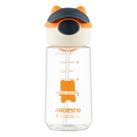 Пляшка для води Ardesto Bear, 550мл, пластик, оранжевий