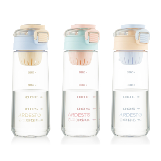 Ardesto Bottle with fruit infuser Duo 720ml, plastic, light blue, beige