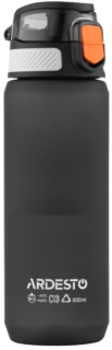 Пляшка для води Ardesto Matte 800мл, пластик, чорний