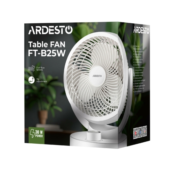 Table fan ARDESTO FT-B25W 15 cm, 30W, white