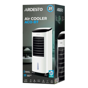 Air cooler ARDESTO ACO-B7 3in1 cooler-humidifier-fan, 15 m2, electric control, 7 l tank, 430 m3/h, display, timer, auto shutdown, remote control, white/black