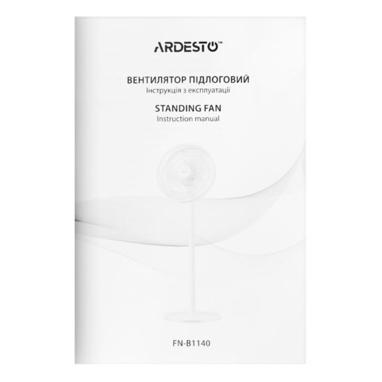 Вентилятор ARDESTO FN-B1140 підлоговий, 40см, 55Вт, мех. кер-ня, опора кругла, білий