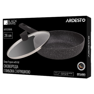 Сковорода глибока з кришкою Ardesto Black Mars Alcor, 26см, алюміній, чорний