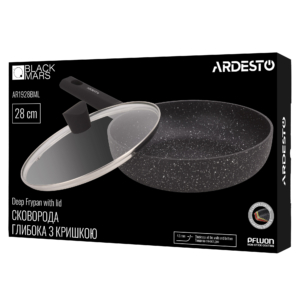 Ardesto Deep Frypan with lid Black Mars Alcor, 28cm, aluminium, black