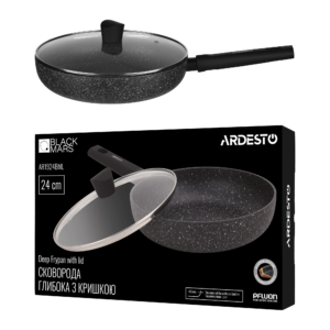 Ardesto Deep Frypan with lid Black Mars Alcor, 28cm, aluminium, black