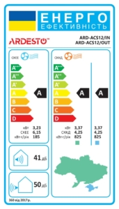 Кондиціонер Ardesto CoolAir 35м2 on/off 12000BTU 3.5кВт A/A -7°С Wi-Fi R32 білий