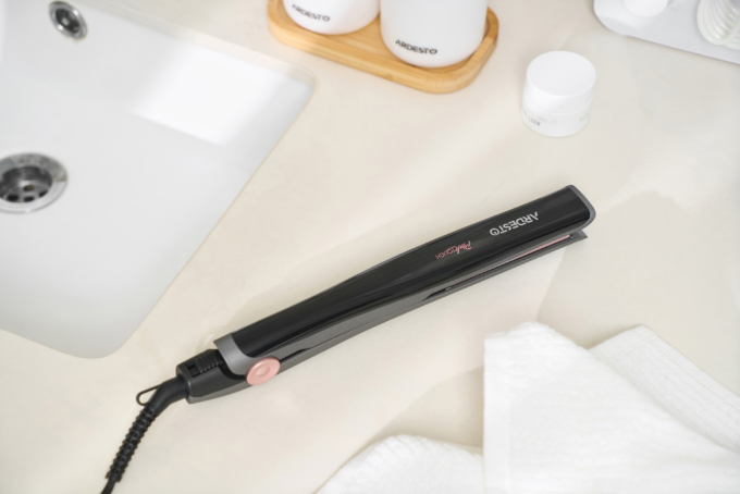 Ardesto Hair straightener Pink Touch, 32W, 110-200C, ceramics, gray+pink