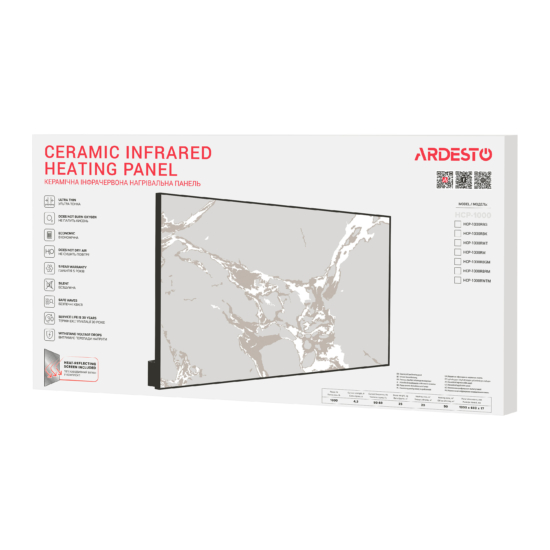 Ceramic panel ARDESTO, 20m2, 1000w, electr. control, 120 х 60sm, thermostat, white marble