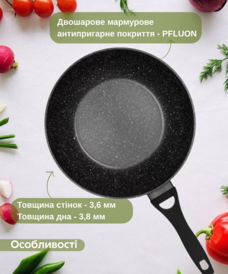 Ardesto WOK Fry pan Gemini Anzio, 28cm, aluminium, black