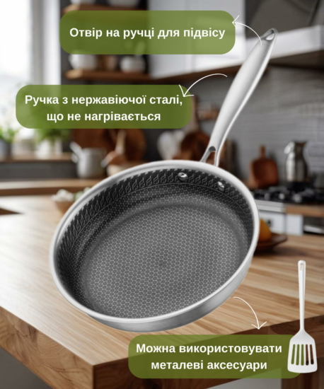 Сковорода Ardesto Black Mars Avior, 28см, нержавіюча сталь Triply