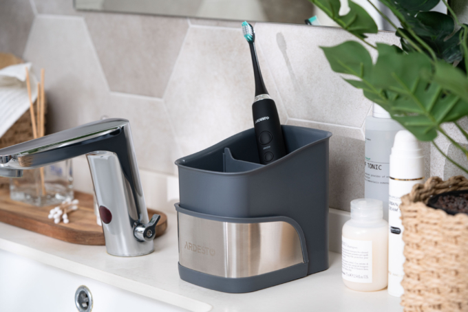 Ardesto Brush organizer Minimalism, 15x10x13.5cm, plastic, stainless steel, grey