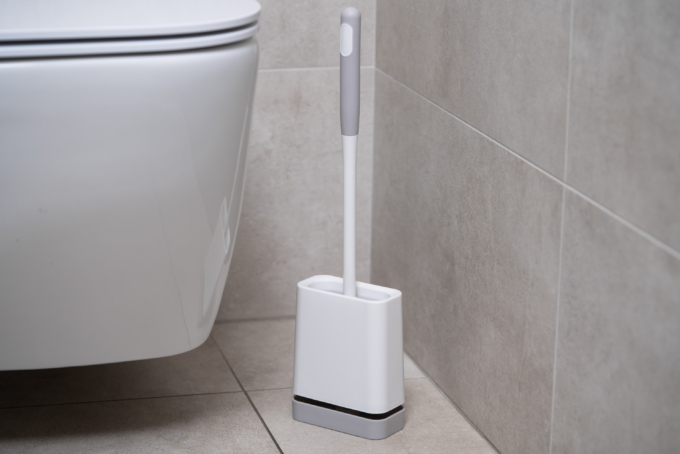 Ardesto Toilet brush set with stand 11.5×5.6x43cm, plastic, white