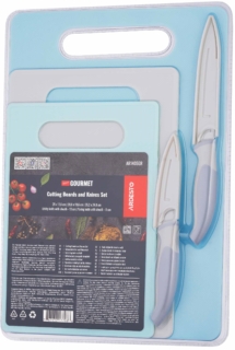 Набір кухонних дошок і ножів Ardesto Gemini Gourmet, 5 предметів, 25×17.6см, 28.8×19.6см, 35.2×24.8см, 8.9см, 12.7см, пластик, нержавіюча сталь