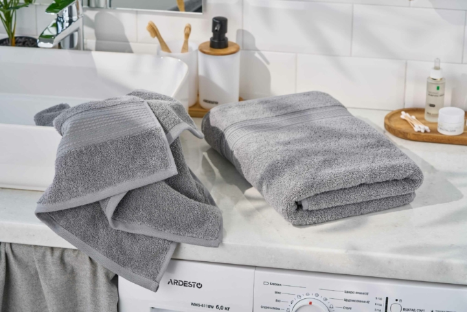 Рушник махровий Ardesto SuperSoft 50х90см, 100% бавовна, сірий
