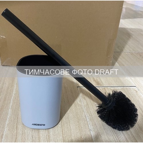 ARDESTO Toilet brush set with stand Vigor 9.9×15/39cm, polypropylene, stainless steel, grey