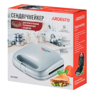 Сендвичмейкер Ardesto 700Вт, 1 пластина-сендвич, корпус-пластик, белый