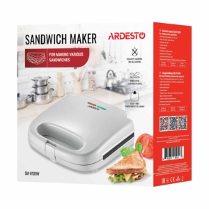 Сендвичмейкер Ardesto 700Вт, 1 пластина-сендвич, корпус-пластик, белый