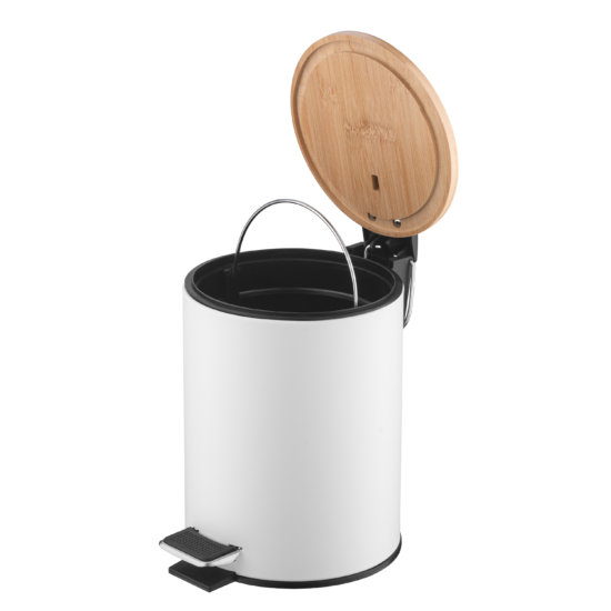 Ardesto Step Bin Minimalism, 3l, metal, plastic, bamboo, white