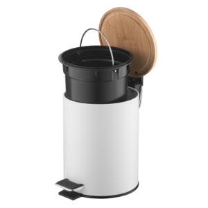 Ardesto Step Bin Minimalism, 3l, metal, plastic, bamboo, white