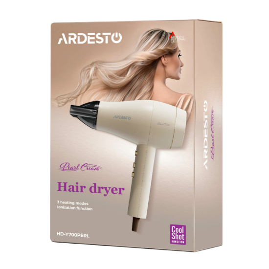Фен Ardesto Pearl Cream HD-Y700PERL, 1800-2000Вт, 2 скорости, 3 темп.режима, бежевый