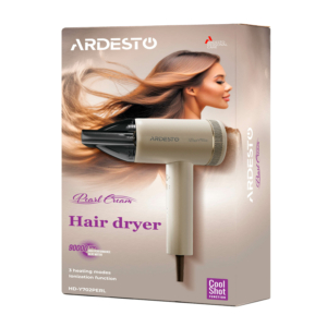 Фен Ardesto Pearl Cream HD-Y702PERL, 1500-1800Вт, 3 скорости, 3 темп.режима, магнитные насадки, бежевий