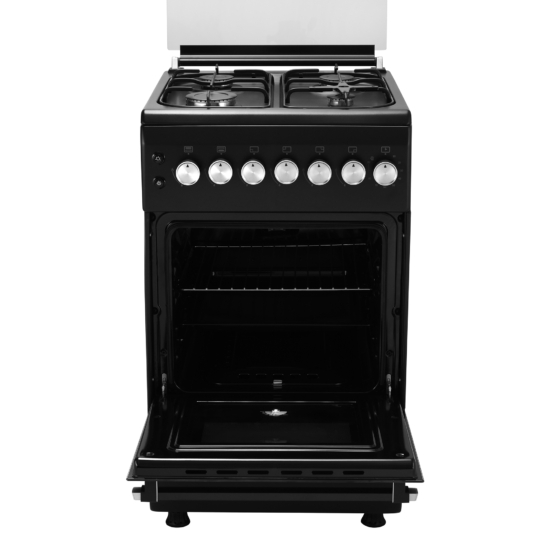 Плита Ardesto газовая, 50л, 50×60см, стеклянная крышка, электроподжиг, таймер, термометр, кофе адаптер, форсунки LPG (подключение газового баллона), черный