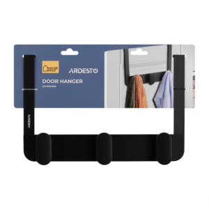 Ardesto Door hanger with 3 hooks Minimalism 30x3x20cm, metal, plastic, black