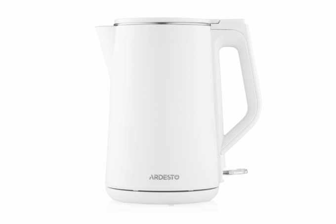 Електрочайник Ardesto 1.5л, Strix, подвійні стінки, білий глянець