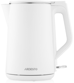 Електрочайник Ardesto 1.5л, Strix, подвійні стінки, білий глянець