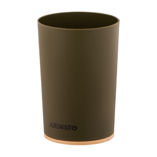 Стакан для зубных щеток Ardesto Minimalism 7.8×11.3см, полипропилен, бамбук, зеленый темный