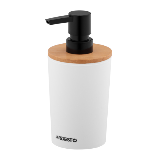 Ardesto Soap dispenser Minimalism 380ml, polypropylene, bamboo, white