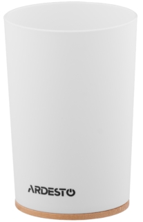 Ardesto Toothbrush tumbler Minimalism 7.8×11.3cm, polypropylene, bamboo, white