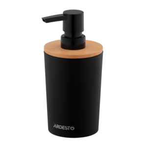 Диспенсер для мыла Ardesto Minimalism 380мл, полипропилен, бамбук, черный