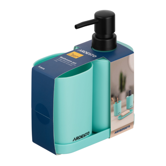 Ardesto Bathroom set Vigor 380ml, 3 items, polypropylene, blue