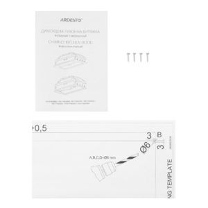 Hood Ardesto integrated, 52cm, 450m3h, metal, 2х1W LED, button, black