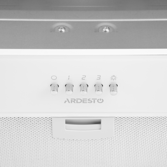 Вытяжка Ardesto встраиваемая, 52см, 700м3ч, стекло, 2х1Вт LED, кнопочное, белый
