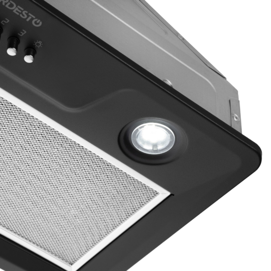 Hood Ardesto integrated, 52cm, 700m3h, metal, 2х1W LED, button, black