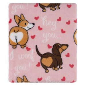 Ardesto Flannel blanket 160x200cm, 100% polyester, dogs with hearts