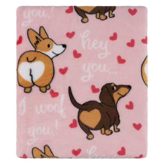 Ardesto Flannel blanket 160x200cm, 100% polyester, dogs with hearts