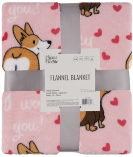 Плед Ardesto Flannel 160х200см, 100% поліестер, песики з сердечками