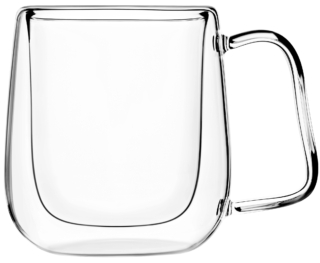 Double wall mug set with handles ARDESTO, 250ml, 2pcs, borosilicate glass, transparent