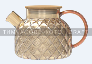 Ardesto Teapot Golden Moon Diamond 1000ml, borosilicate glass, bamboo, golden