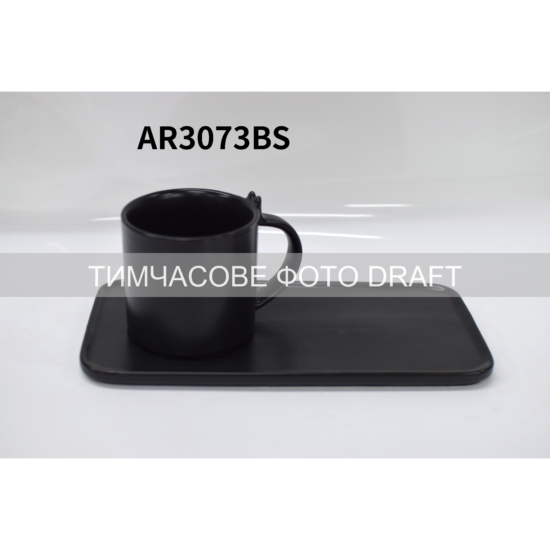 Ardesto Set cup and saucer, 250ml, new bone china, black