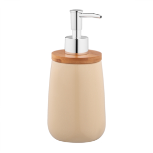 ARDESTO Soap dispenser Prestigio 420ml, dolomite, bamboo, plastic, beige