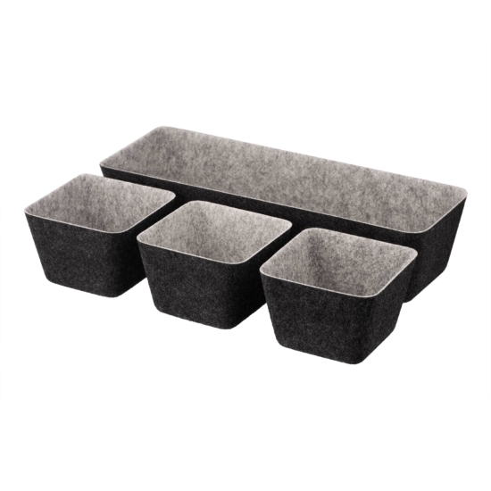 Набір контейнерів ARDESTO Prestigio 4 предмети, 38.5×13.5x9cm/12x12x8.5см, фетр, сірий