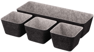 Набір контейнерів ARDESTO Prestigio 4 предмети, 38.5×13.5x9cm/12x12x8.5см, фетр, сірий