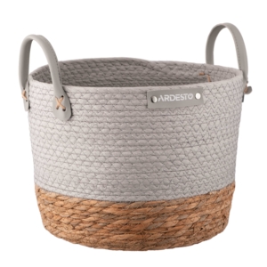Basket ARDESTO Minimalism 28x28x22cm, paper twine, cottail grass, grey