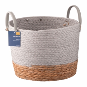 Basket ARDESTO Minimalism 28x28x22cm, paper twine, cottail grass, grey