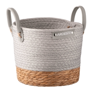 Basket ARDESTO Minimalism 23x23x19cm, paper twine, cottail grass, grey
